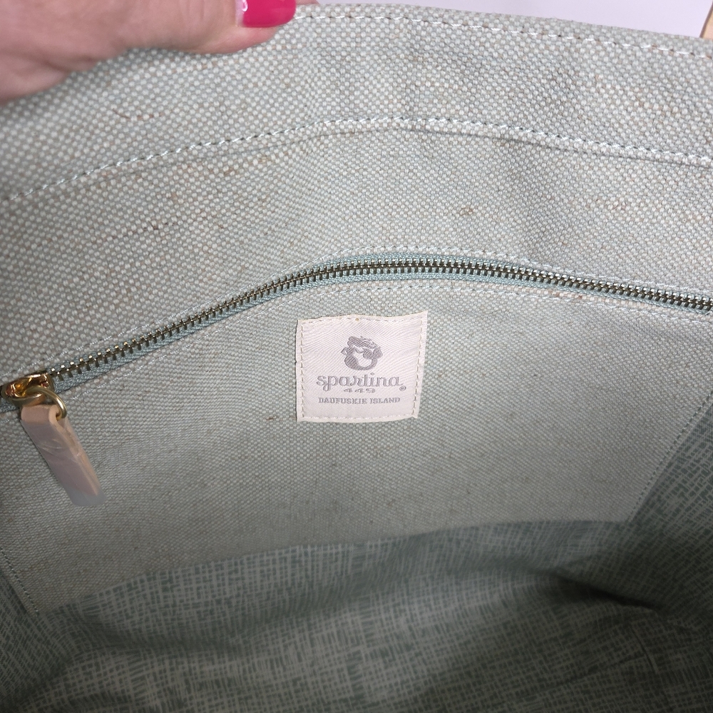 Spartina 449 Fiesta Tote Richmond Hill Sea Foam Palms NEW - Picture 7 of 11